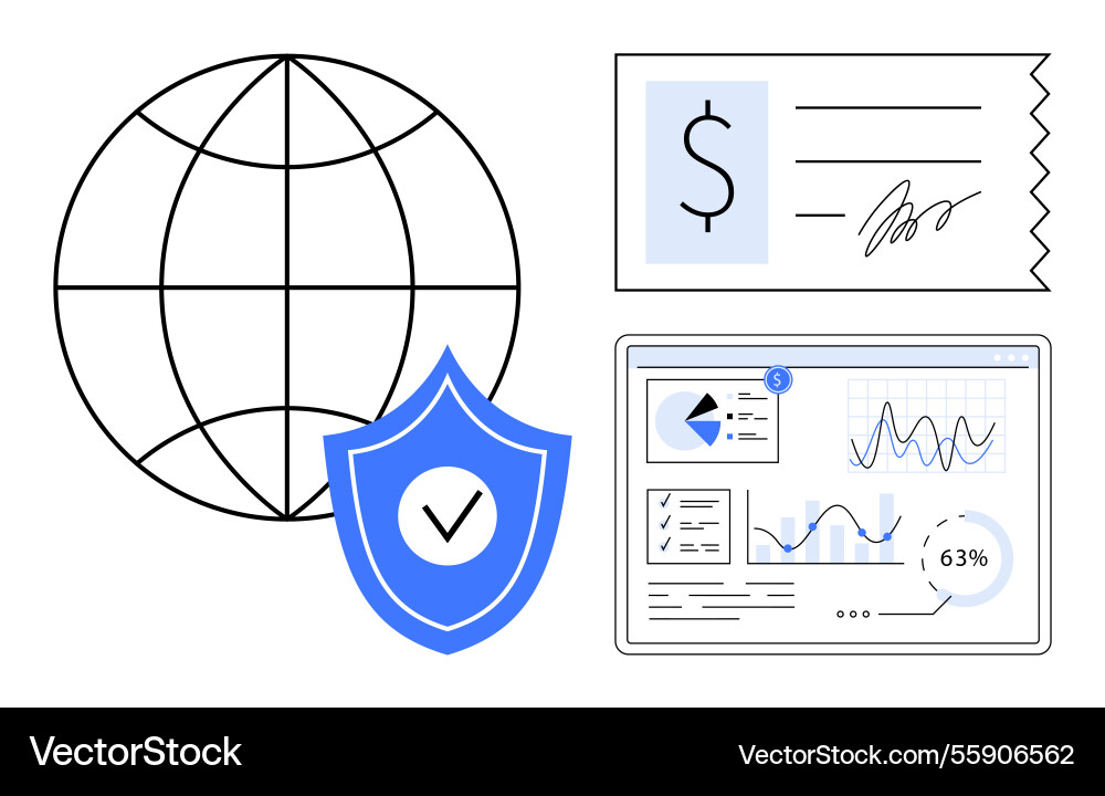 Global finance and security with data dashboard Global finance and security with data dashboard vector image