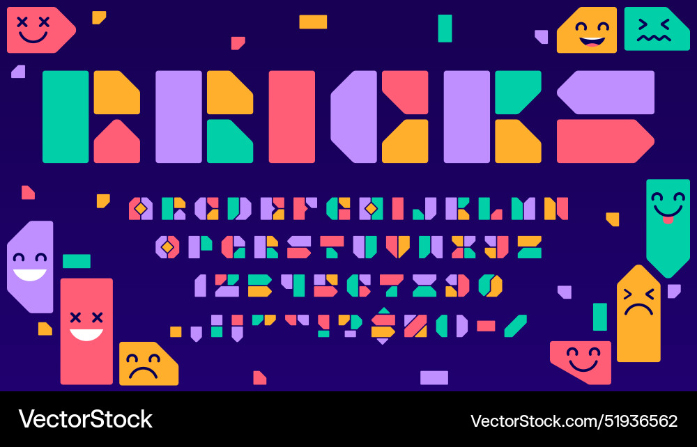 Module blocks font and modern abstract typeface Module blocks font and modern abstract typeface vector image