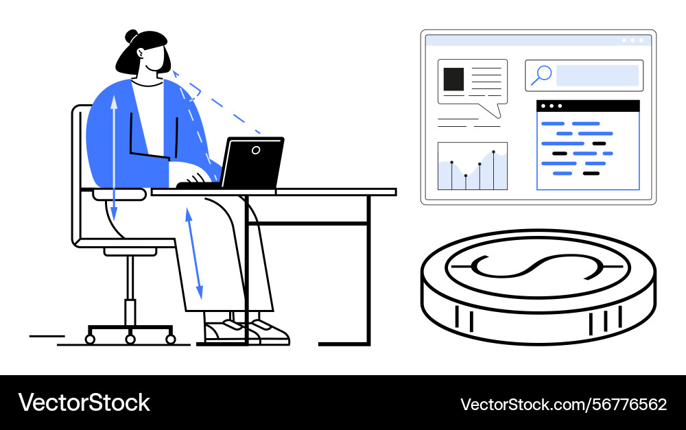 Professional analyzing online data with laptop Professional analyzing online data with laptop Vector Image