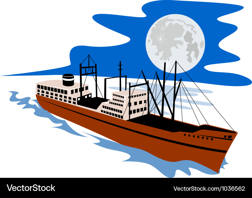 Retro Cargo Ship Vector Image