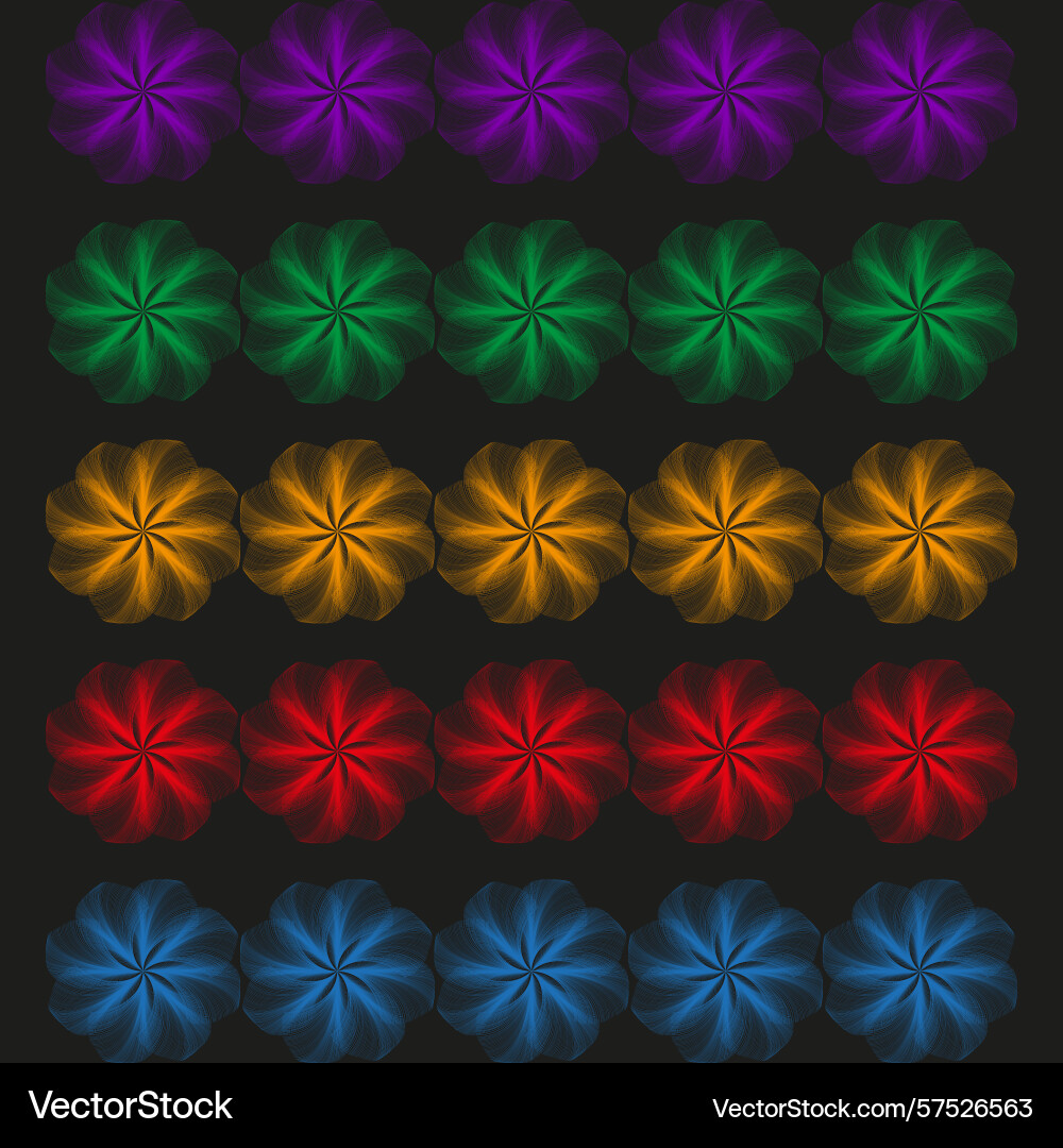 Color icon grid multicolor flower array repeating Color icon grid multicolor flower array repeating vector image