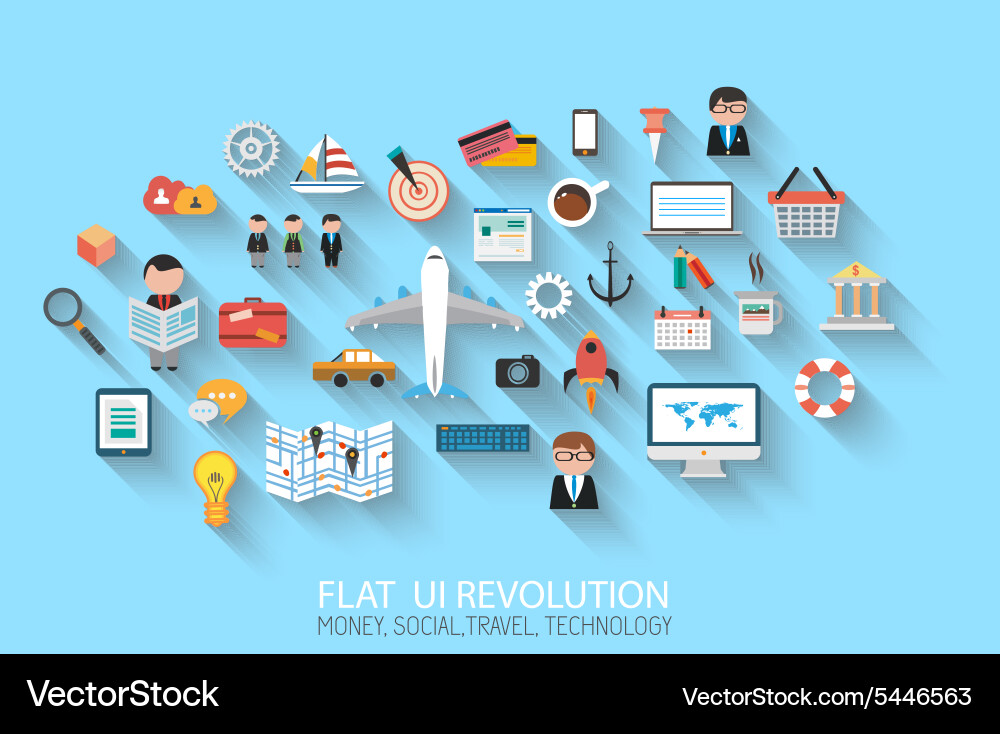 Flat style ui icons to use for your business vector image