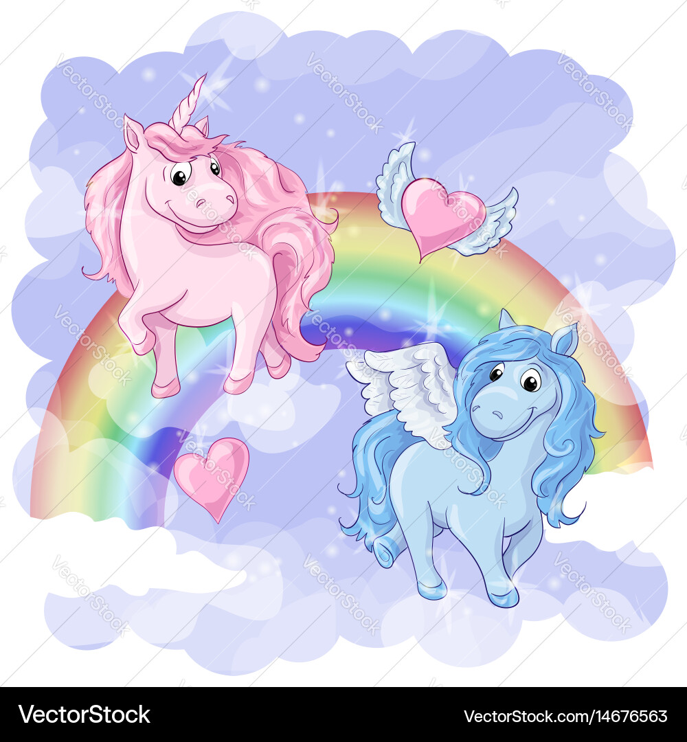 Magical Pegasus and Unicorn – Royalty-Free Vector | VectorStock