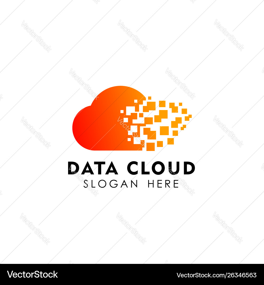 Pixel cloud logo design template data server Pixel cloud logo design template data server vector image