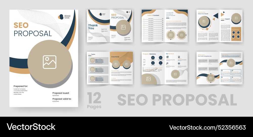 Seo project proposal brochure template Royalty Free Vector