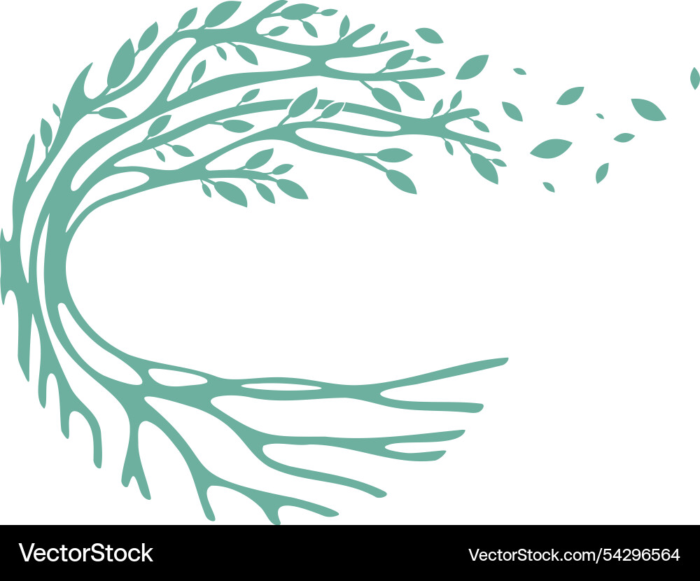 Abstract tree with leaves and roots vector image