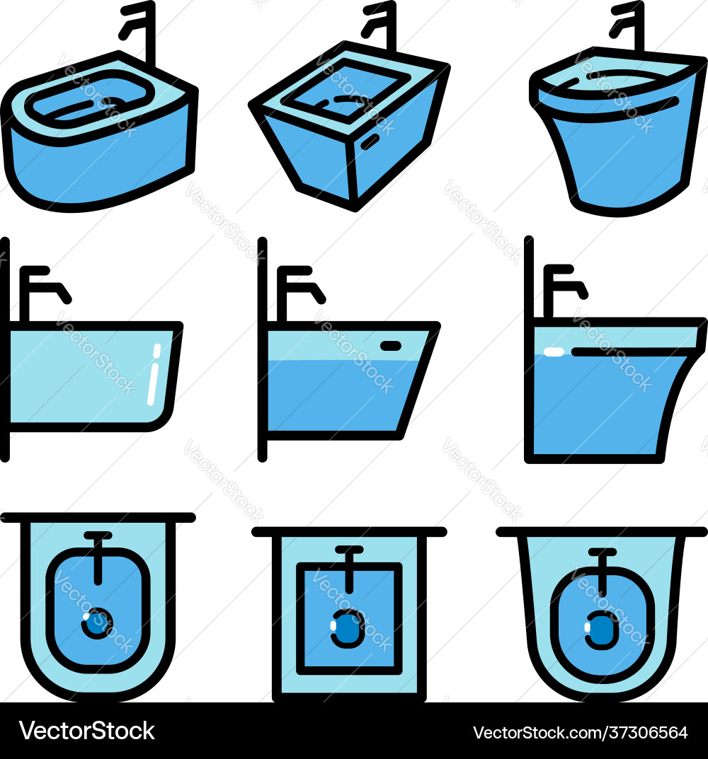 Bidet color icon set in simple style isolated Bidet color icon set in simple style isolated vector image