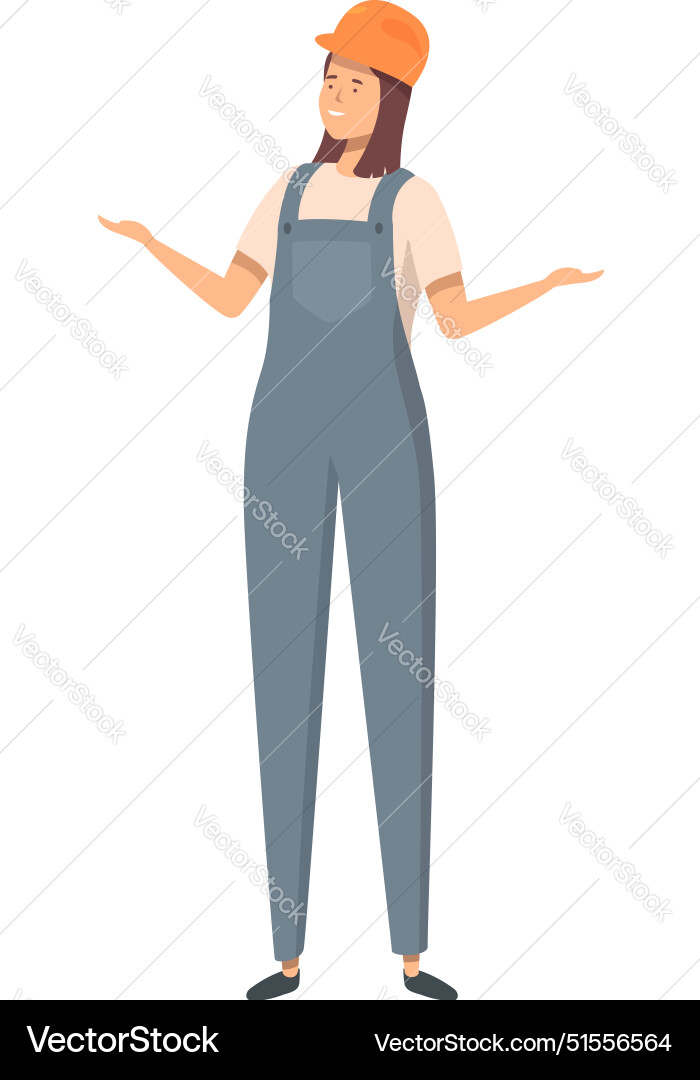 Construction worker is gesturing with open hands Construction worker is gesturing with open hands Vector Image
