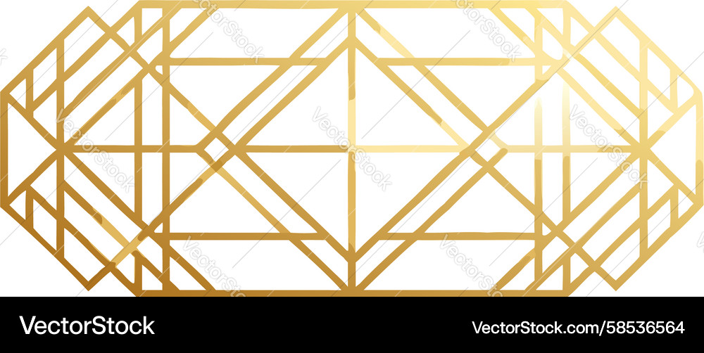 Golden Hexagonal Frame Element Vector Image