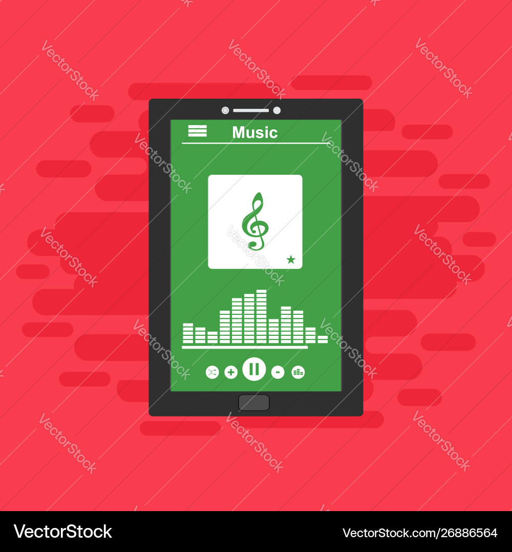 Media player application app template with flat Media player application app template with flat vector image