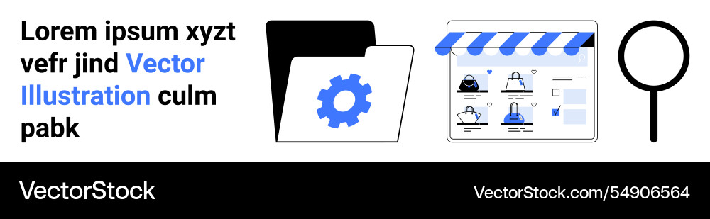 Webpage design elements with folder settings gear Webpage design elements with folder settings gear vector image