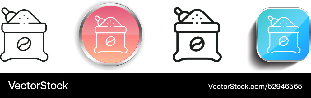 Coffee beans icon thin linear regular and button vector image