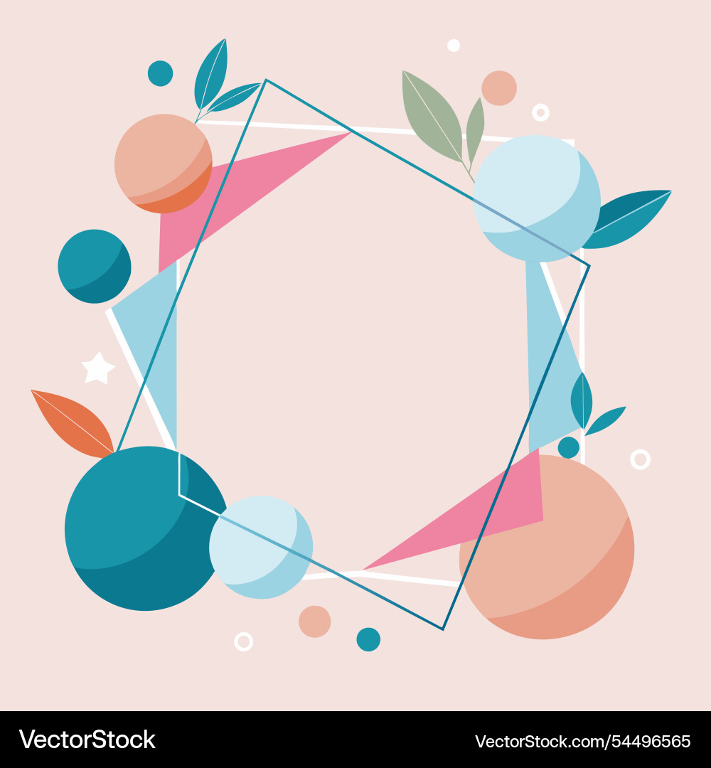Ein vibrierender geometrischer Rahmen mit üppigen Blättern geschmückt Ein vibrierender geometrischer Rahmen mit üppigen Blättern geschmückt vektorbild