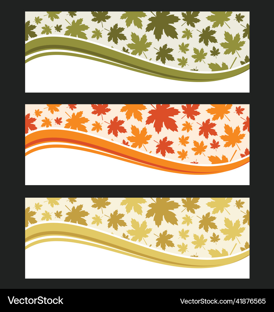 Set of maple leaves header banner autumn design Set of maple leaves header banner autumn design vector image