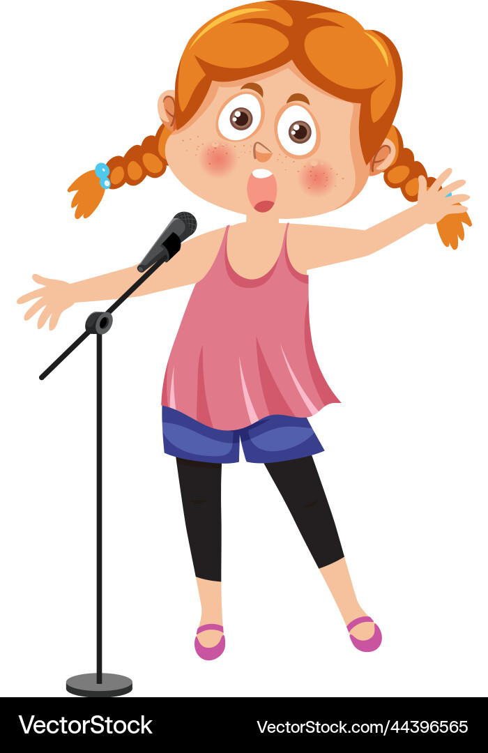 Singer Mädchen Cartoon Charakter Singer Mädchen Cartoon Charakter vektorbild
