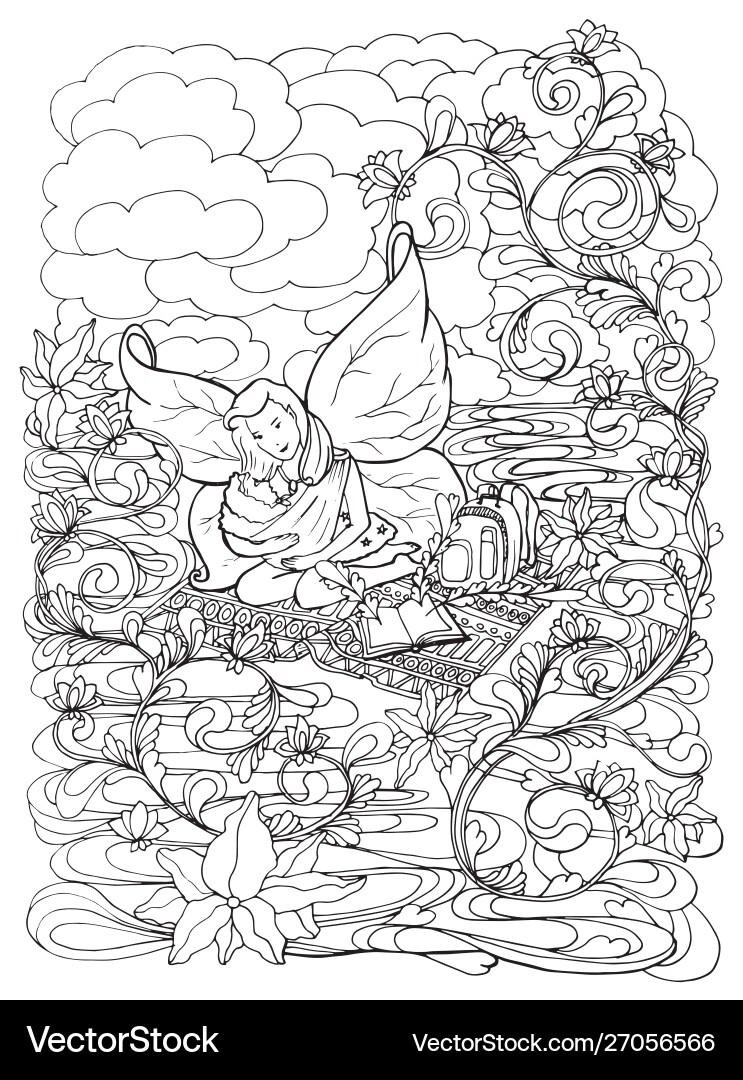 Adult coloring book page with mother breast Adult coloring book page with mother breast vector image