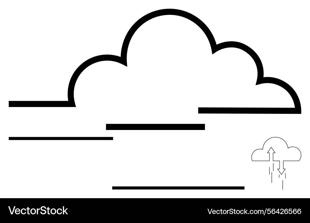 Cloud outline with horizontal lines and smaller Cloud outline with horizontal lines and smaller vector image