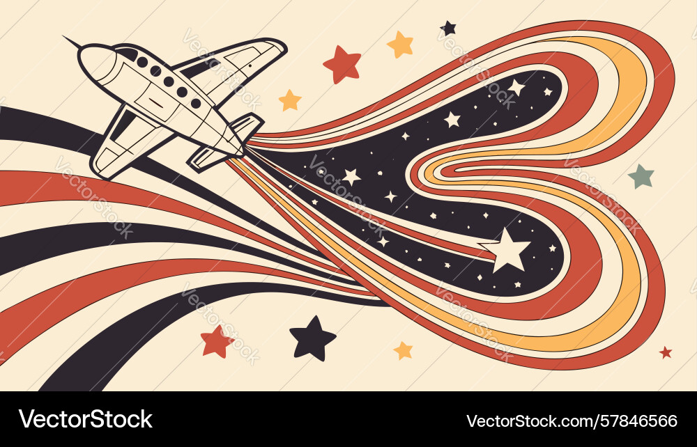 Dynamic spacecraft with starry motion trails Vector Image