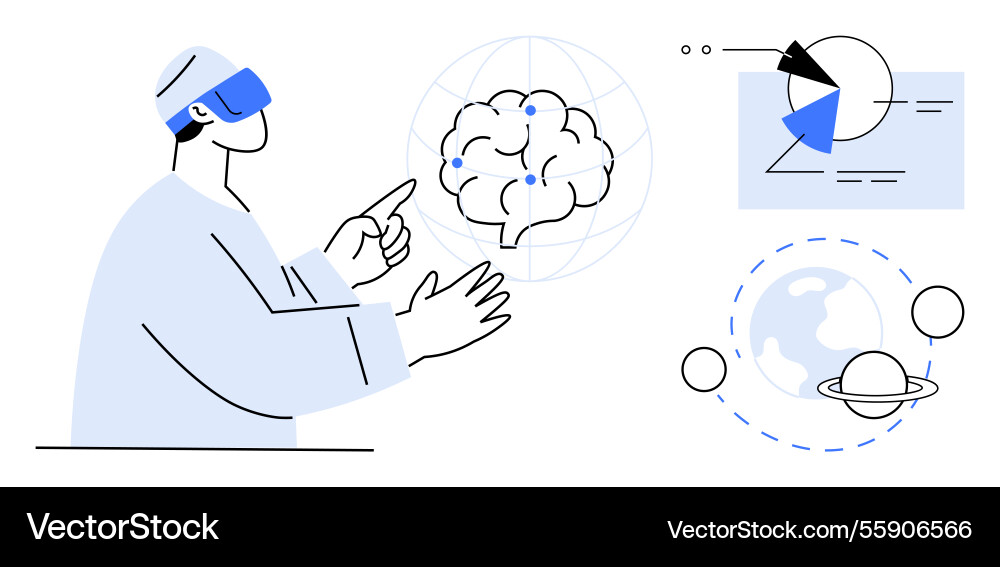 Futuristic scientist using virtual reality Futuristic scientist using virtual reality vector image