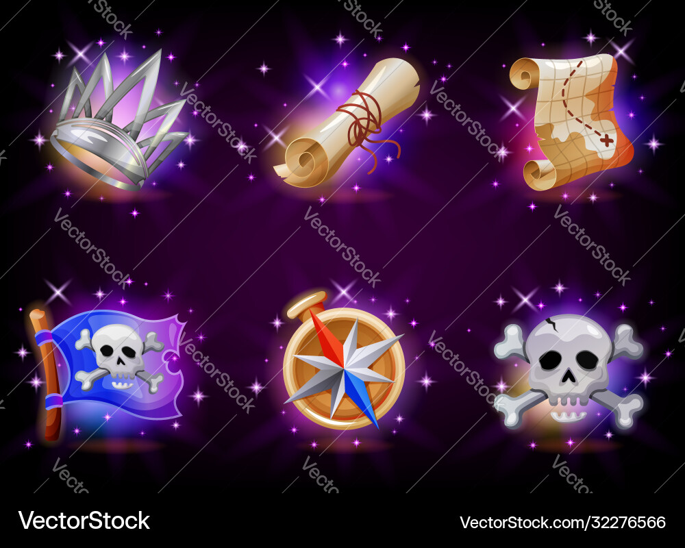 Graphic user interface video game icons set vector image