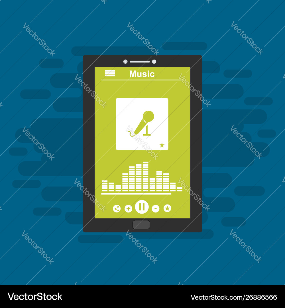 Media player application app template with flat Vector Image