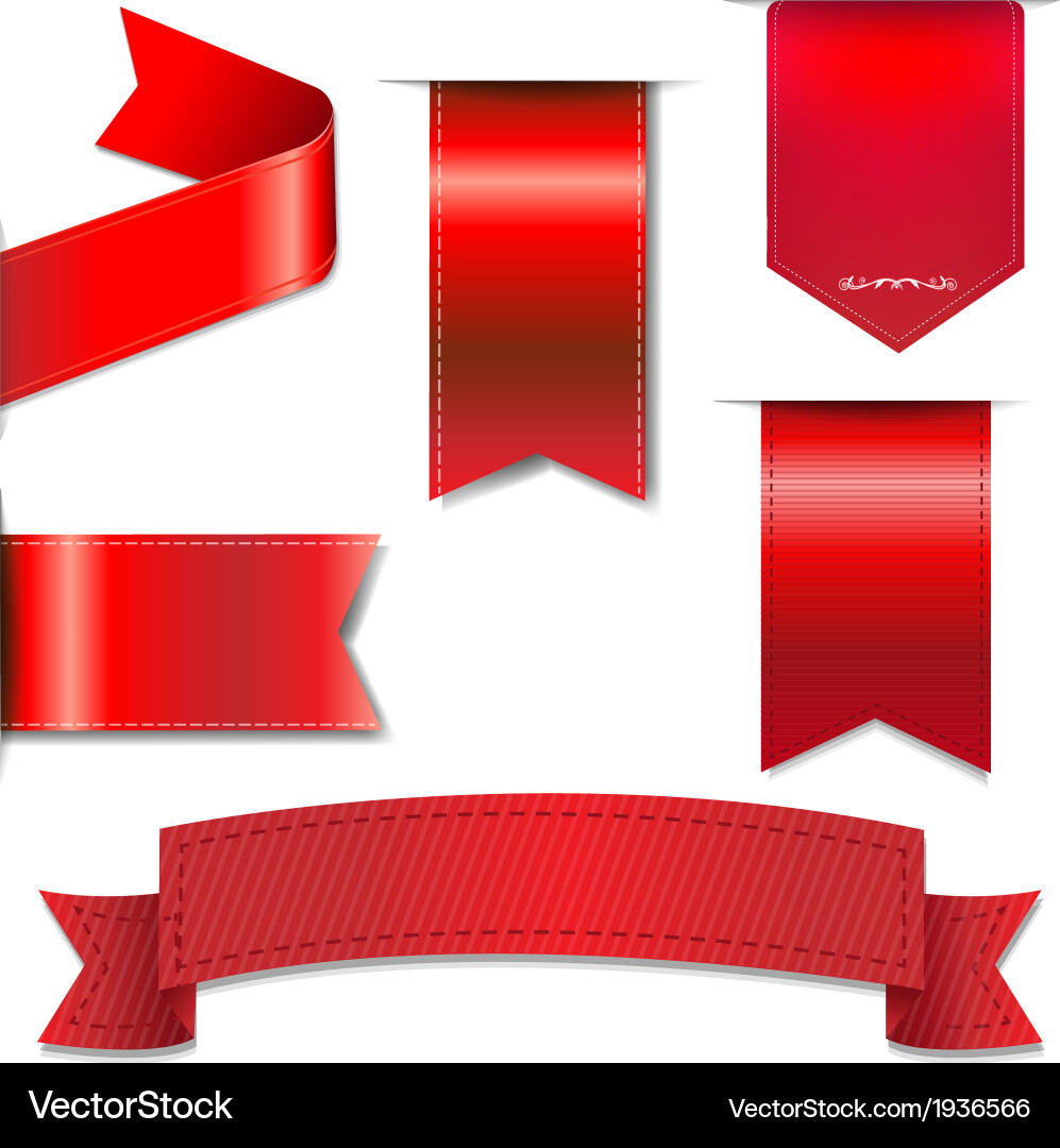 Red Ribbon Set - Web Graphics vector image