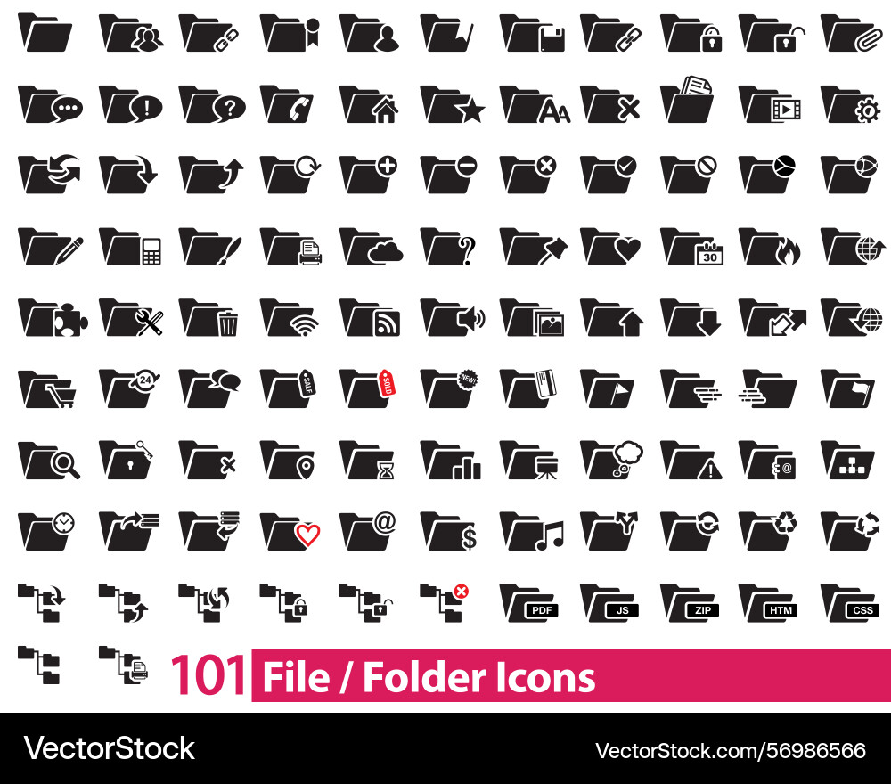 Set of 101 file folder icon home location Set of 101 file folder icon home location vector image