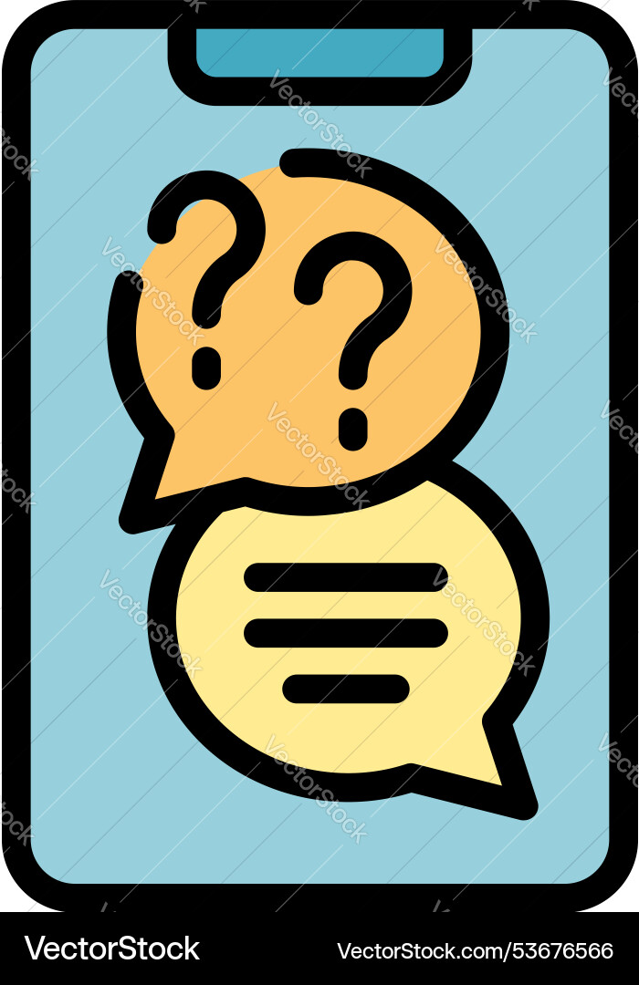 Smartphone displaying chat bubbles with question Smartphone displaying chat bubbles with question Vector Image