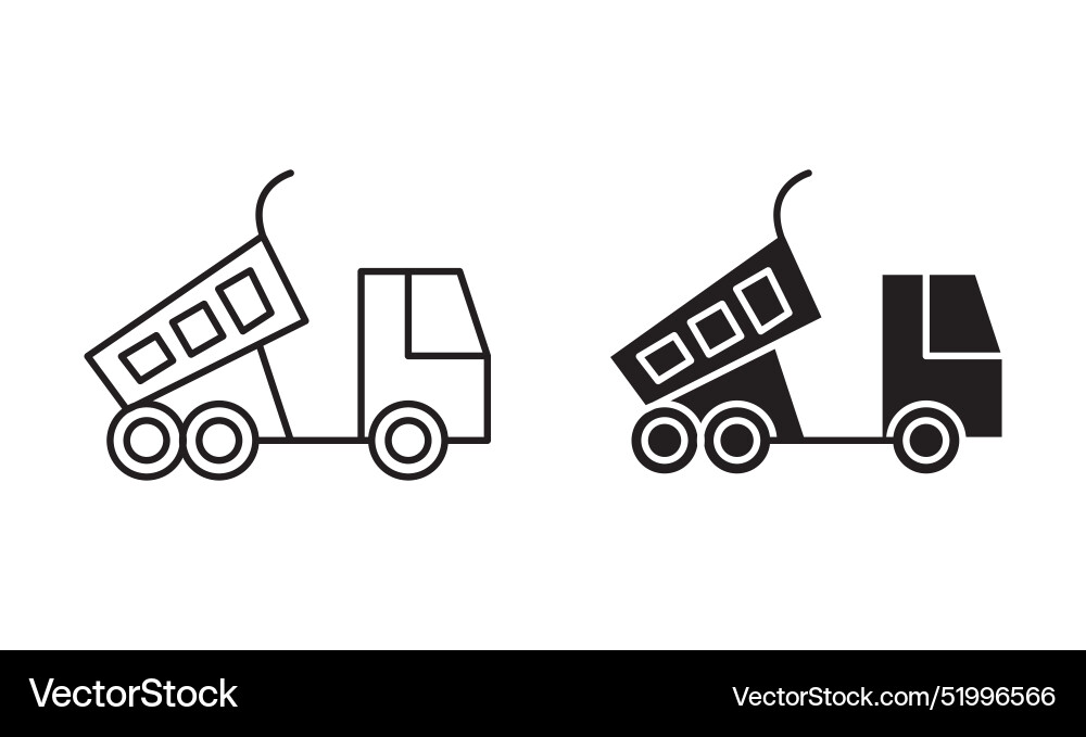 Tipper linear art icon set mark for web Tipper linear art icon set mark for web Vector Image