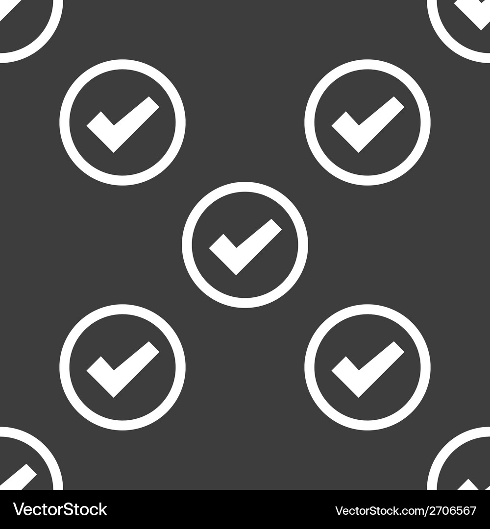 Check mark web icon flat design seamless pattern Vector Image