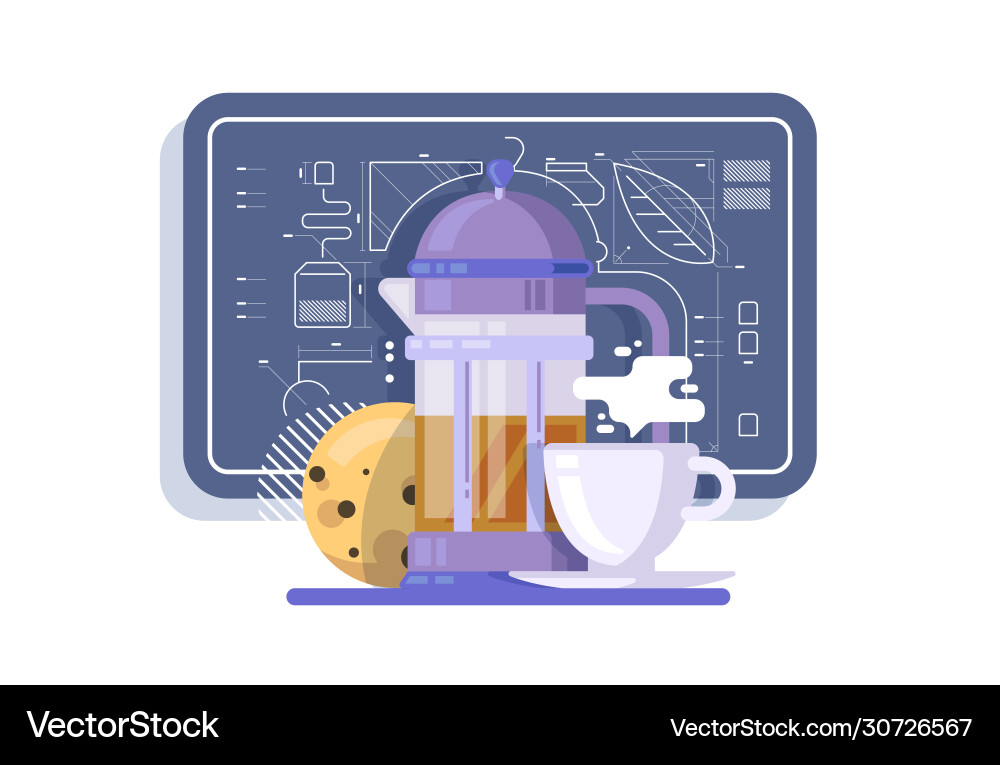 Composition tea items teapot mug Composition tea items teapot mug vector image