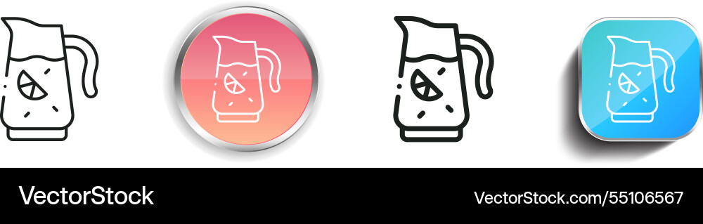 Infused water icon thin linear regular and button Vector Image