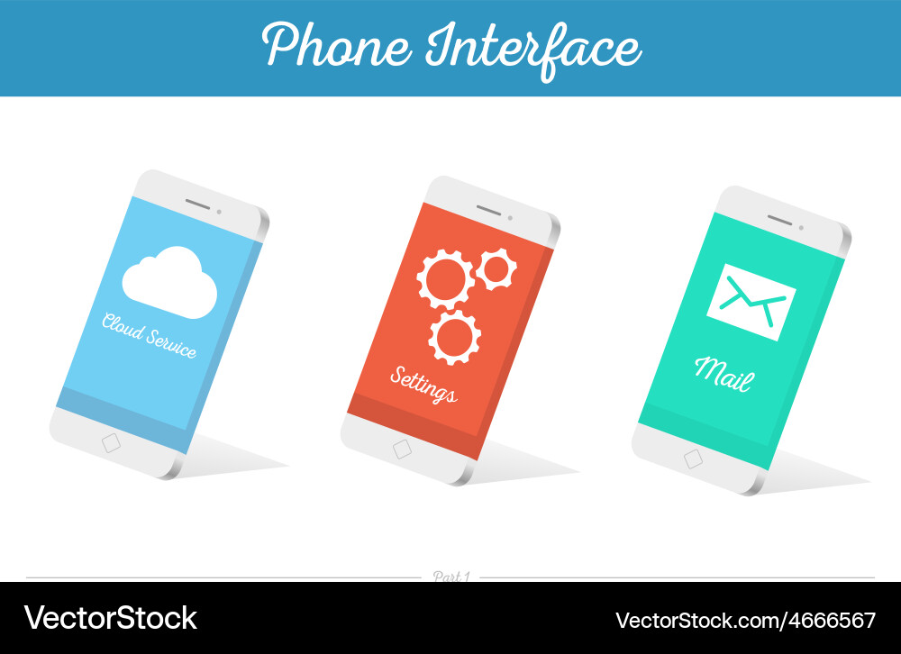 Interface 3d smartphone models with media vector image