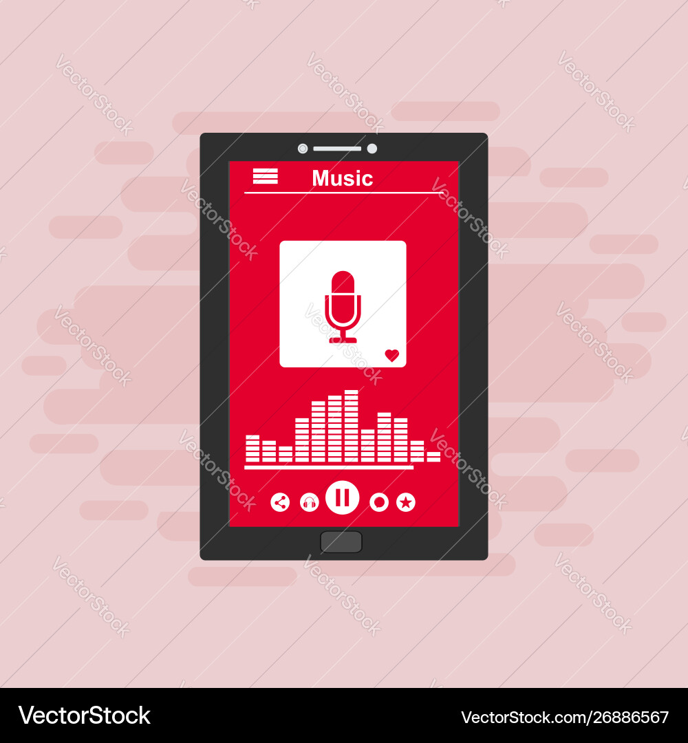 Media player application app template with flat Media player application app template with flat Vector Image
