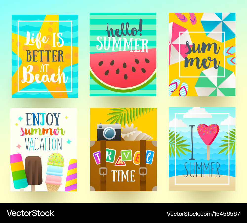 Summer Vacation Posters - Tropical Theme Vector Image