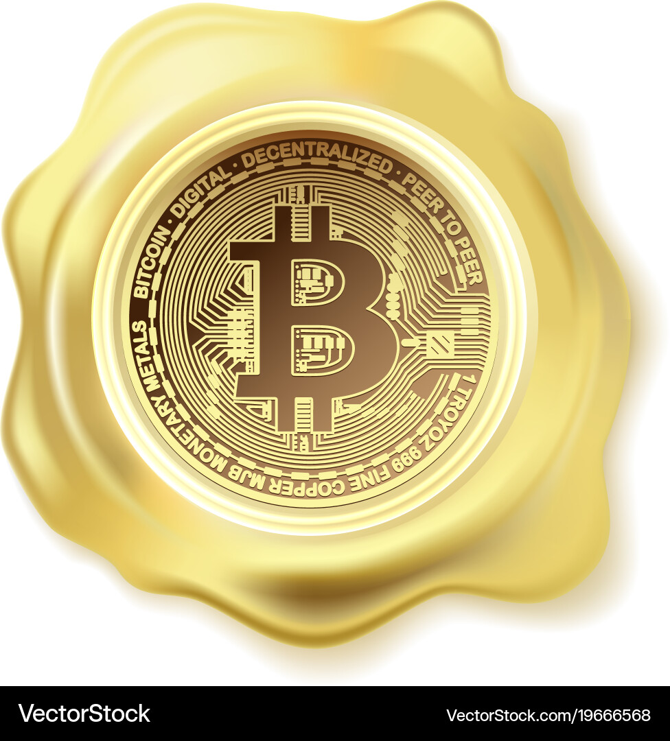 Abstract golden seal wax bitcoin – Royalty-Free Vector | VectorStock