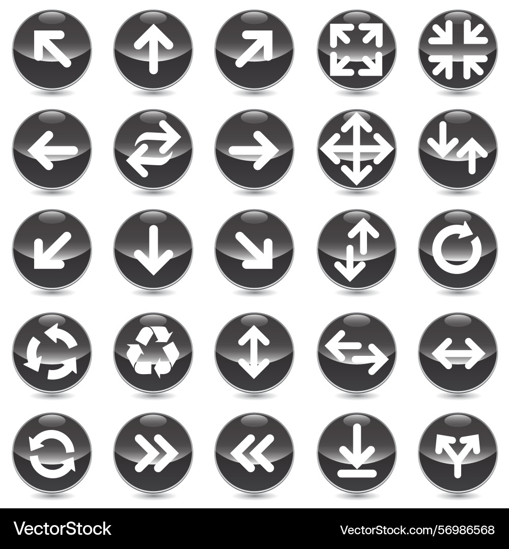 Arrow icon set cursor collection vector image