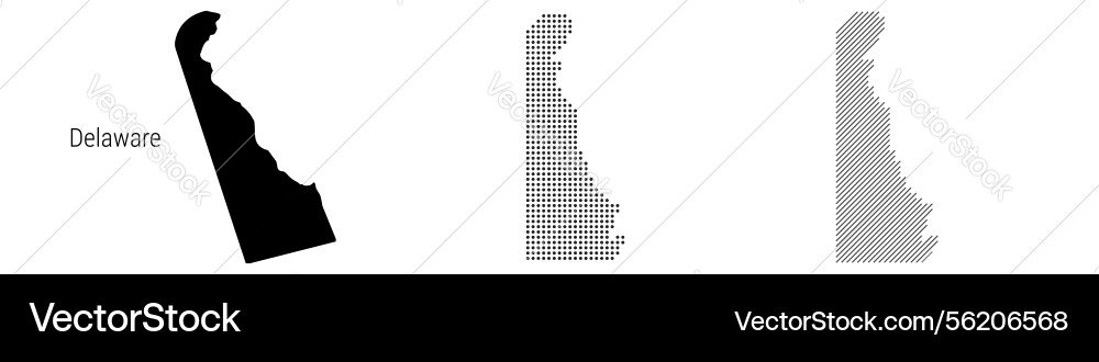 Delaware silhouette map and two patterns of dots Delaware silhouette map and two patterns of dots vector image