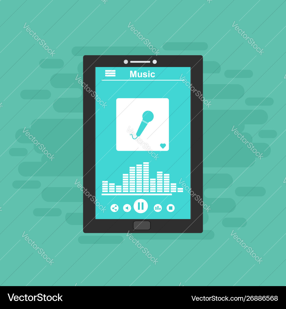 Media player application app template with flat Media player application app template with flat vector image