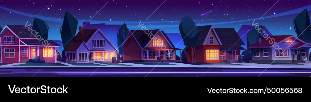 Night dark suburban landscape with house on street Night dark suburban landscape with house on street vector image
