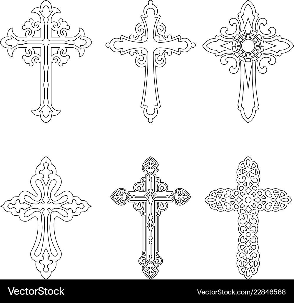 Ornate Cross Symbol Collection vector image