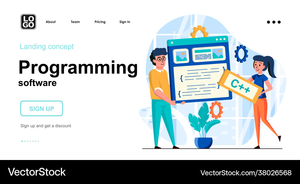 Programming software web concept team programmers Programming software web concept team programmers vector image