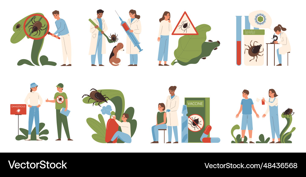 Ticks insects set vector image