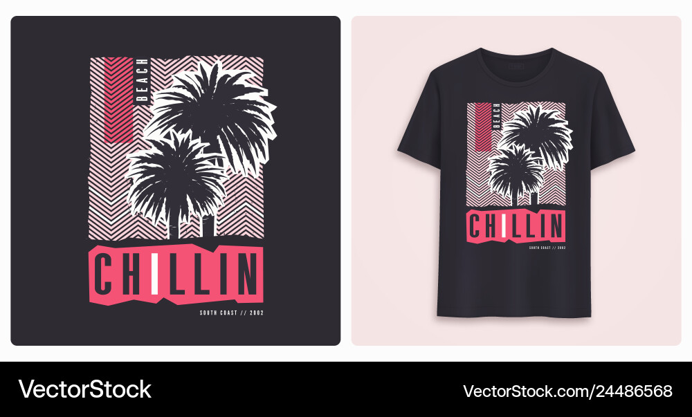 Tropical Palm Beach T-Shirt Vector Image
