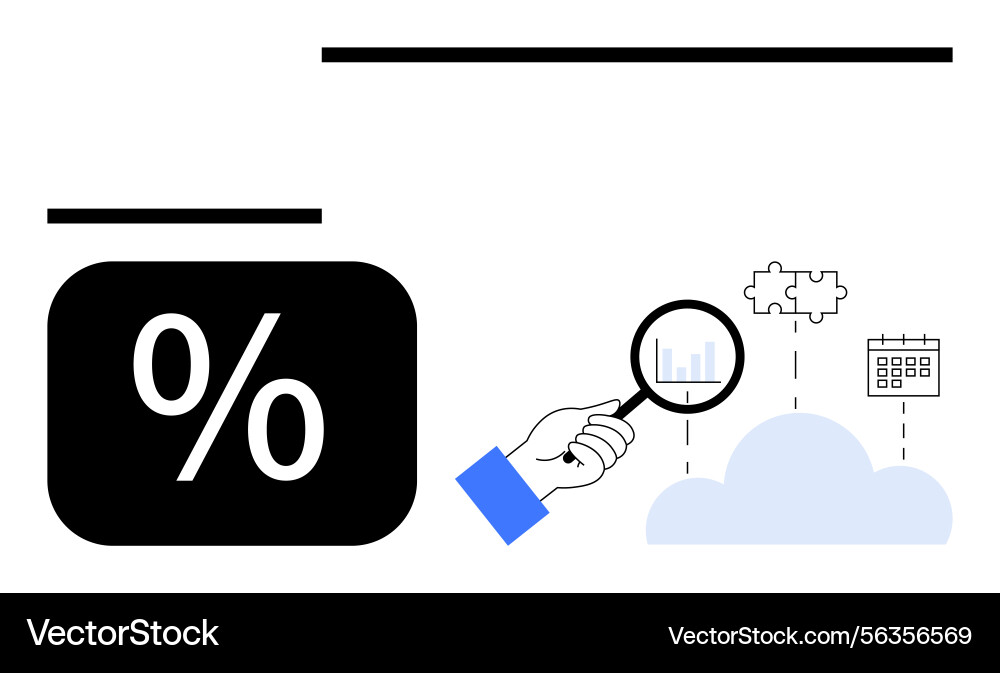 Analyzing data metrics with magnifying glass Analyzing data metrics with magnifying glass vector image