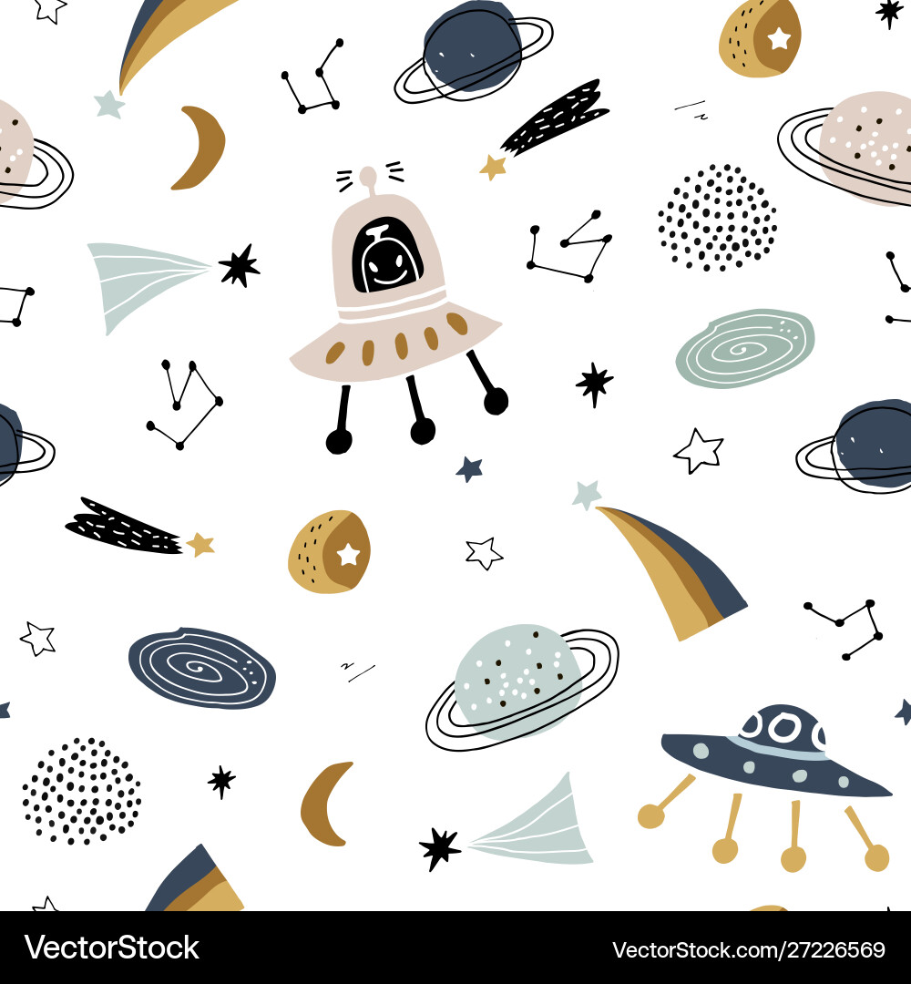 Childish nahtlose Muster mit Aliens ufo Childish nahtlose Muster mit Aliens ufo vektorbild