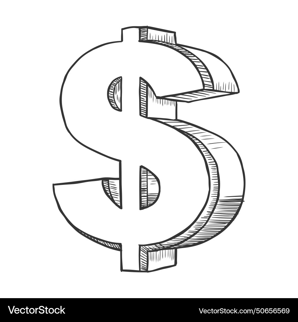 Hand drawn dollar symbol sketch Hand drawn dollar symbol sketch vector image