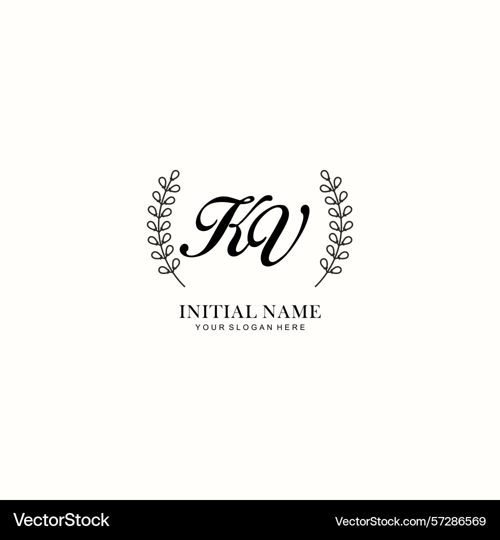 Kv initial logo templates with botanical elements Kv initial logo templates with botanical elements Vector Image