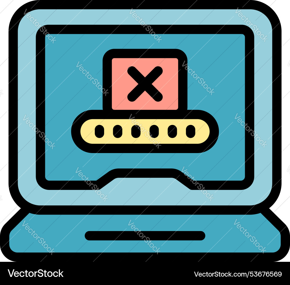Laptop showing wrong password notification Laptop showing wrong password notification vector image