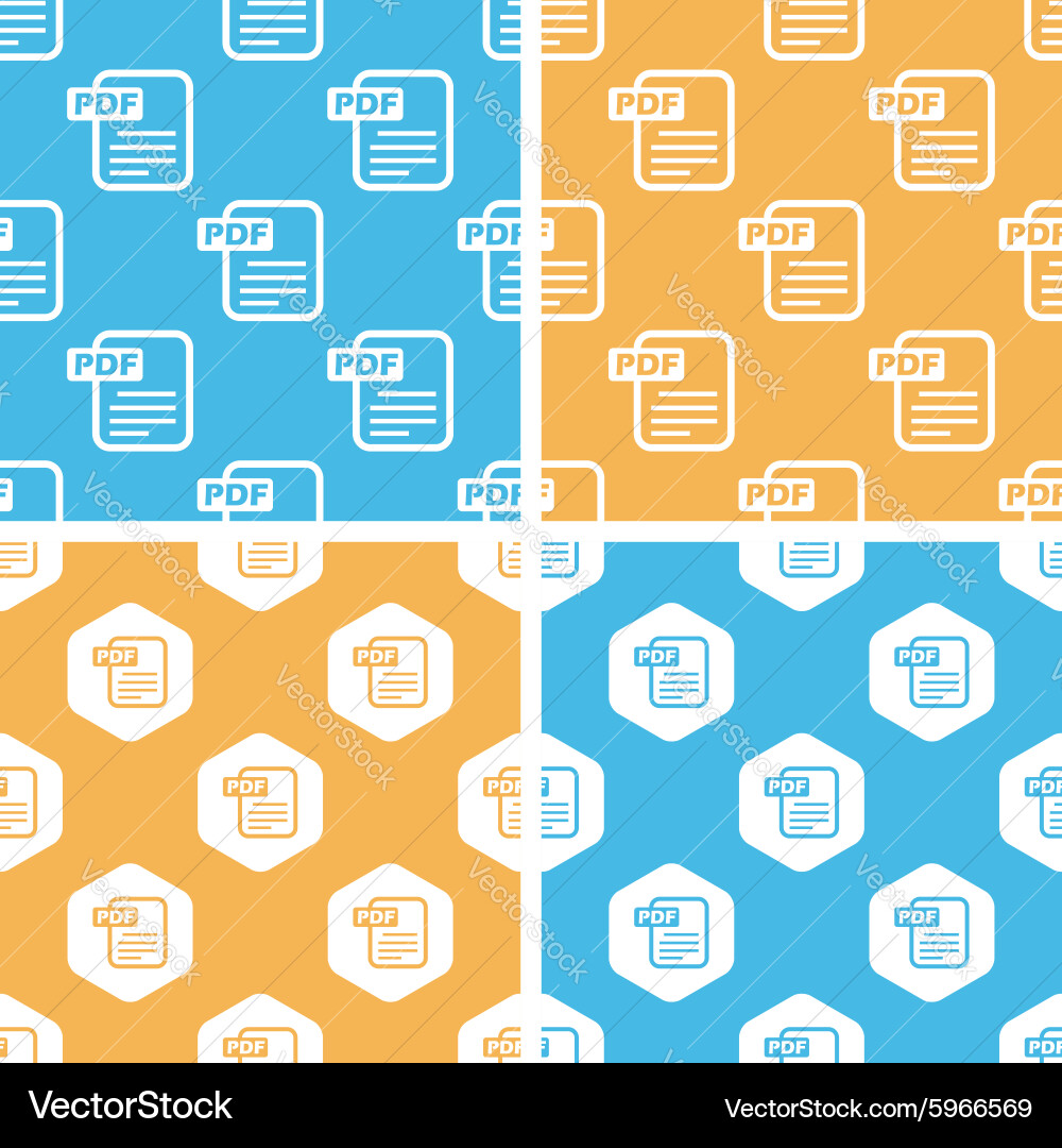 Pdf document pattern set colored Vector Image